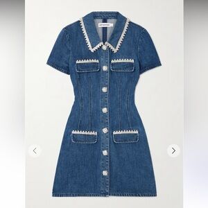 Self Portrait crystal-embellished denim mini dress